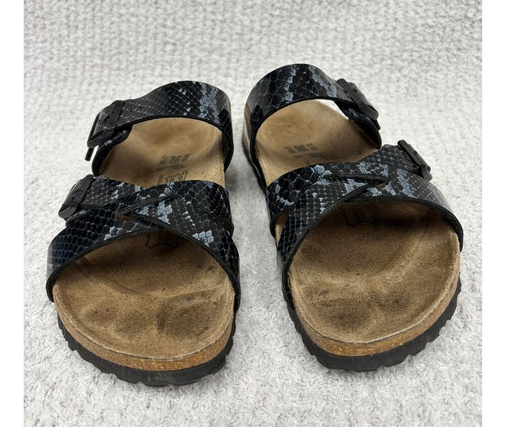 Birki's Black Snake Print Sandals Size 7 Narrow Fit AS IS #79752